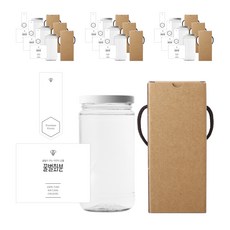直筒蜂蜜瓶 375g+白蓋+簡約蜜蜂花瓶貼紙 L+封口貼, 320ml, 10組