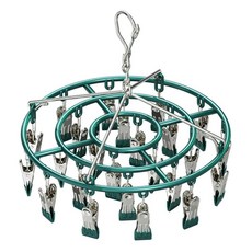 小綠豆居家百貨 不鏽鋼防滑防風衣夾 24夾 360度旋轉, 綠色, 1個