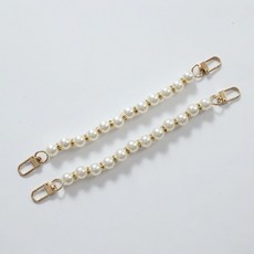 Richidok珍珠金色鍊條掛繩配件飾品 2入