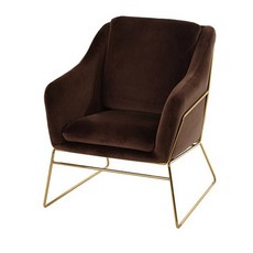 컬럼 벨벳 의자, 브라운, 1개