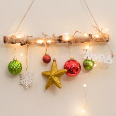 ASPASIA Clody 聖誕 1 層懸掛花圈 + 20 個 LED 燈泡 2m 套裝, 1套, 混合色, 花環(35 x 40 cm)