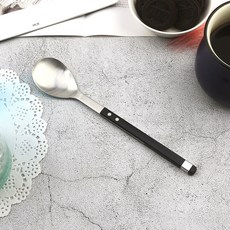 Bogen 韓國製 Solenne 方形餐具餐匙, 黑色, 1個