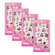 Flyingwhales 蠟筆小新幸運貼紙, 4個, 粉紅色