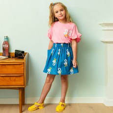 Lalaamang 女童透氣天鵝荷葉邊口袋裙