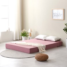 서광퍼니처 맥스 4단 접이식 매트리스 소파베드 고탄성스펀지 180T 고급형, 인디핑크, 18cm