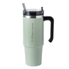 르리에 메이슨 보온보냉 텀블러 890ml + 빨대, 민트, 1개