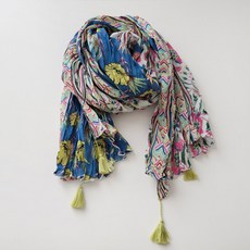 BABISOO 花紋流蘇圍巾