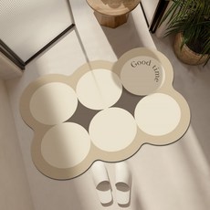 지앤와이 원형 인테리어 빨아쓰는 규조토 논슬립 발매트, 크림 + 베이지