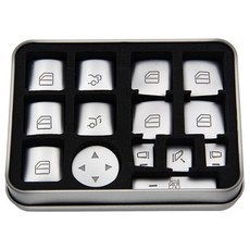 MEO 賓士車用配件 車窗按鈕飾條 14件組 銀色, Windows Switch