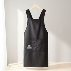 몰투데이 여름 얇은 생활방수 작업 통기성 큰주머니 X끈 앞치마, 블랙, 1개