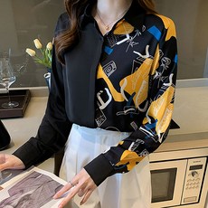 LUNAGIRL 不對稱花紋雪紡衫