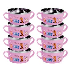 不鏽鋼機能性湯碗, 粉色的, 8個