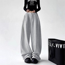 德普羅商務 女款Y2K細褶長版寬版運動褲