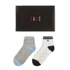 DAKS Dot 重頸休閒襪 2 件套 DNSS1E203, 灰色, 白色