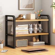 Dieno 書桌整理空間收納小型層架, 黑木色, 2層