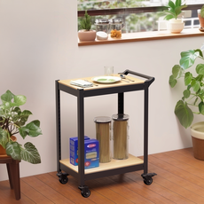 HOMEDANT HOUSE 鐵製移動式收納層架推車 600 x 400 x 880 mm, 黑色, 2層