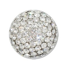 東大門鈕扣王 高級亮點寶石水鑽蘑菇鈕扣 26mm, 鎳白色, 1個
