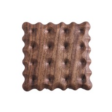 可愛餅乾造型木製杯墊, 棕色, 1個