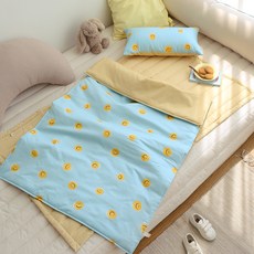 PRIELLE 微笑純棉午睡被全套組 + 枕芯 + 午睡被袋, 黃色
