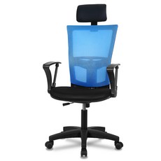 Chair Club M2 頭枕型黑色椅身網布椅, 藍色