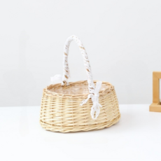 微笑手提籃 花盆套 蕾絲提把橢圓形, 1個, 混合顏色