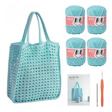 yarna 올리오 봉봉 네트백 DIY 패키지 실 4p + 돗바늘, 747 스카이블루(실), 랜덤발송(바늘), 1세트