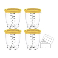 Bebelock 副食品刻度密封罐, 240ml, 4個, 芥末黃