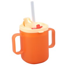 soonsooa 孩童用雙手把多功能防漏吸管水杯, 紅色, 1個, 260ml