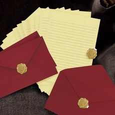 From&To 信紙 10張 + 信封 3個 + 封蠟貼紙 3個 套組 FL1001-2, 混合色, 1套