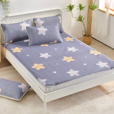 FOCA 天然乳膠冰絲涼蓆 + 枕套 2個, 閃爍星星, 1cm