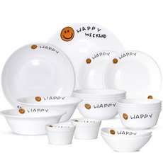 Bormioli Rocco Roco Bacile 快樂週末 4人份新婚碗盤組 18件組, 8種, 白色