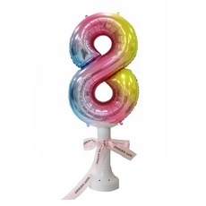 Pang Party 81cm 數字氣球 + 支架 + 緞帶 彩虹 套組, 1套