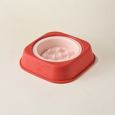 PASTEL PET 寵物啞光色防噎食碗 M, 紅色, 1個