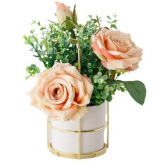 민성컴퍼니 조화 골드 케이지 미니화분, 로즈샴페인, 1개