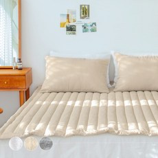 Yesbedding 夏日柔軟亞麻泡泡紗薄夏季墊, 米色