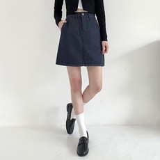 플랜데이 여성용 이염없는 뒷밴딩 4부 데님 미니 스커트