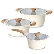 Boettner Leoni 電磁爐陶瓷鍋具3件組, 單柄鍋 18cm + 雙耳鍋 20cm + 24cm, 混合色