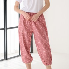 테라우드 여성용 던플라워 프릴 밴딩 9부 파자마 바지