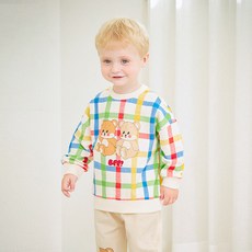 몰리멜리 아동용 베스트프렌즈체크 맨투맨