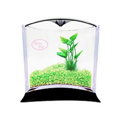 Rora Pet 三角魚缸+人造水草隨機出貨套組, 蘋果綠