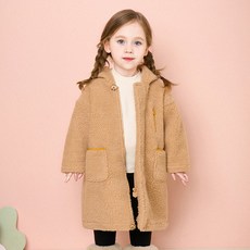 mollimelli 兒童Good Choco Tori羊羔絨長版連帽大衣