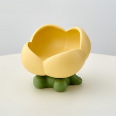 陶瓷坐姿花朵玄關擺飾收納飾品托盤 MW0040, 黃色