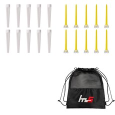 NAYASTYLE 高爾夫塑膠Tee 10入 + PE Tee 10入 + 收納袋套組 GFYP-185-1+173-5PU, 白色, 黃色