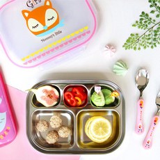 Little Me 狐狸款潔淨餐盤便當盒全配6件組, 6種兒童餐具, 1組, 狐狸款