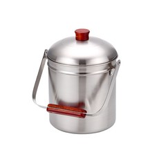 KITCHEN FLOWER 木提把多功能不鏽鋼廚餘桶 3L, 銀色