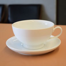 도자기 빅라떼 컵앤소서 500ml, 화이트, 1개