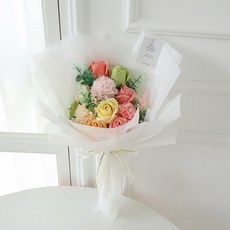 모리앤 페어리 비누꽃 조명 꽃다발 + 쇼핑백, 퓨어화이트, 1개