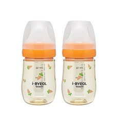 iBYEOL Friends 嬰兒胡蘿蔔 PPSU 奶瓶 180ml 雙入組, 不含奶嘴, 橘色, 2個