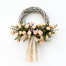 Garden in the City 迷你乾燥玫瑰花圈, 粉紅色