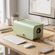 알럽홈 심플 오픈 케이블 멀티탭 정리함 L261-0313, 그린(L261-0313G), 1개